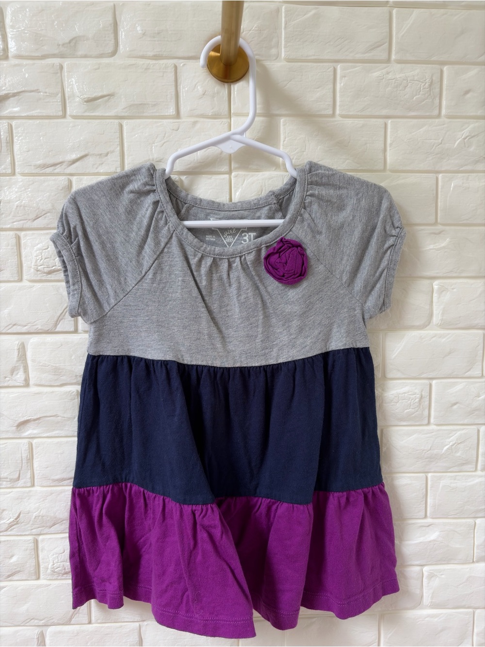 OshKosh B'gosh Gray, Navy & Purple Tiered Short Sleeve Tee
